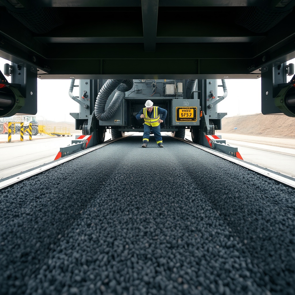 A clean photorealistic photo of the material feed area from above the augers