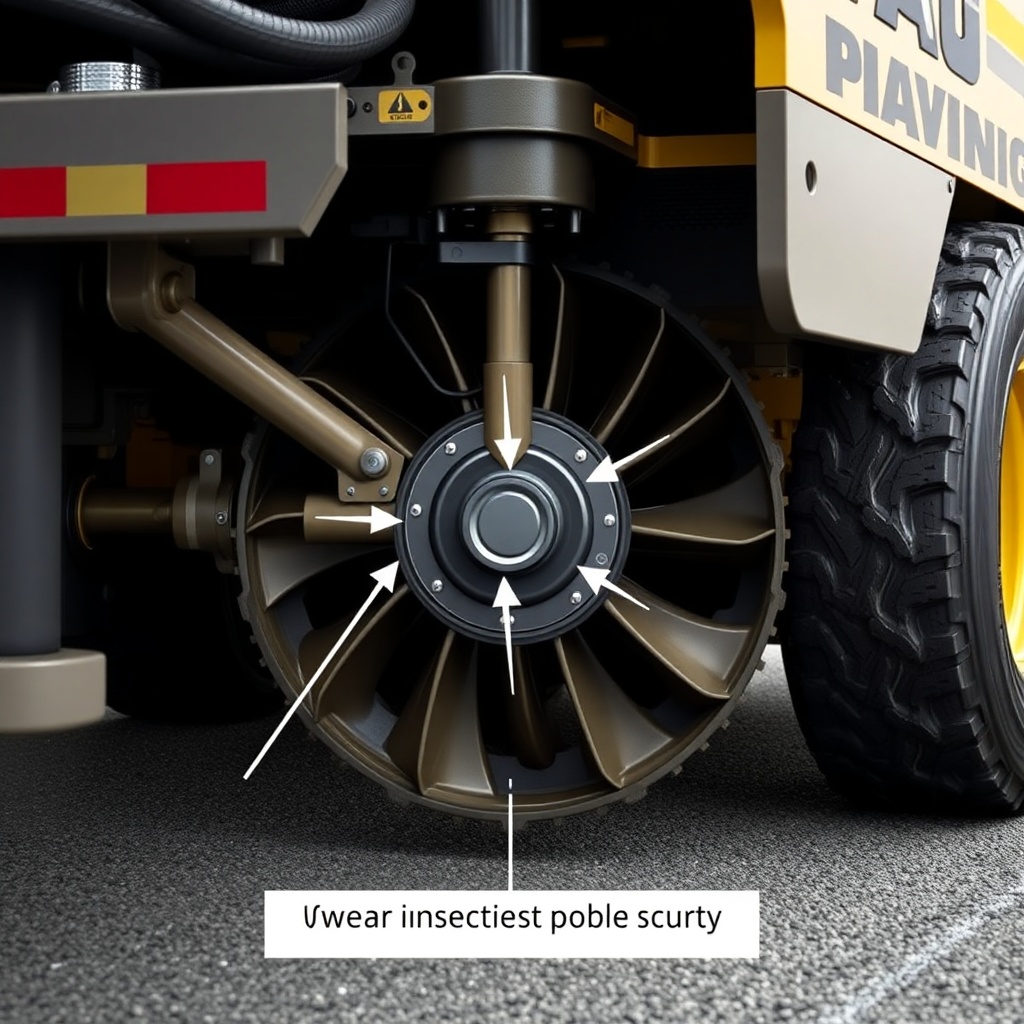 <clean photorealistic photo of a Bomag BF 600 P-2 paving machine with the auger system vis