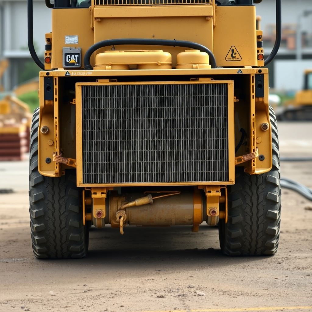 A photorealistic photo of a Caterpillar AP555F paver on a job site