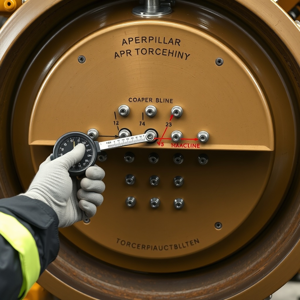 Photorealistic image of a maintenance technician using a calibrated torque wrench on a new